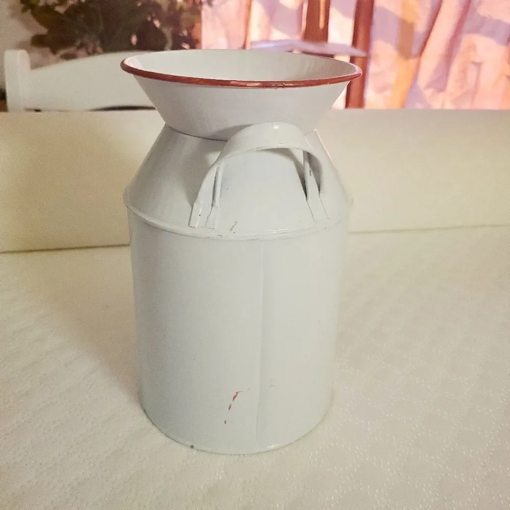 White Christmas Iron Milk Can